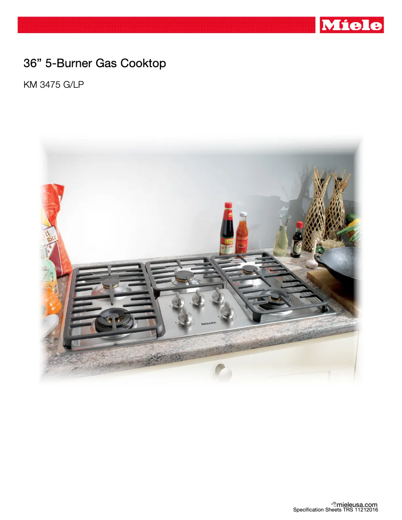 Page 1 de la notice Fiche technique Miele KM 3475 G