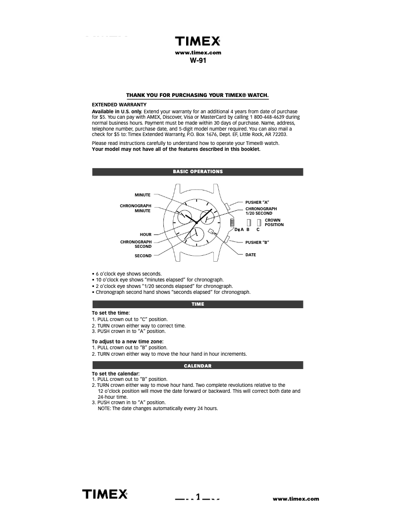 Page n°1 - Manuel utilisateur Timex Weekender TW2P62100