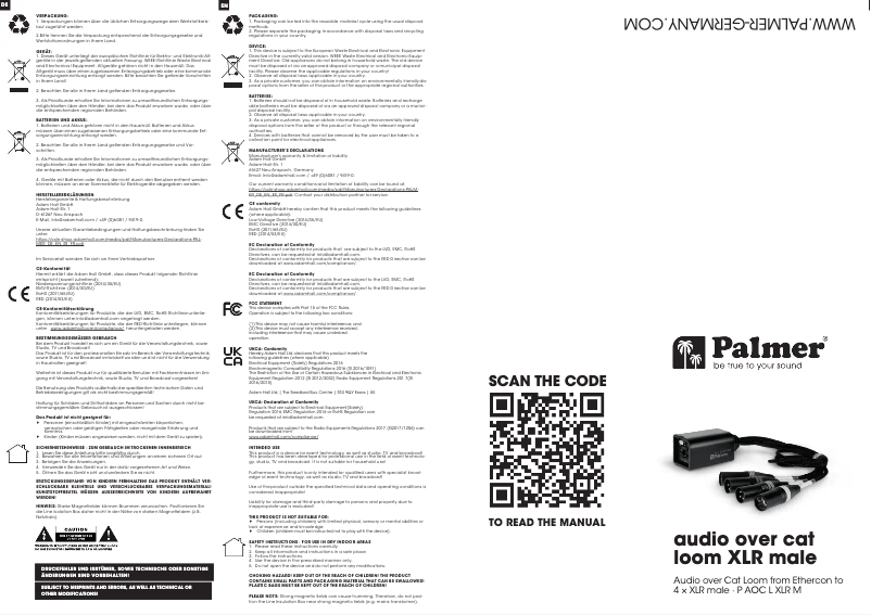 Page 1 de la notice Fiche technique Palmer AoC Loom XLRm