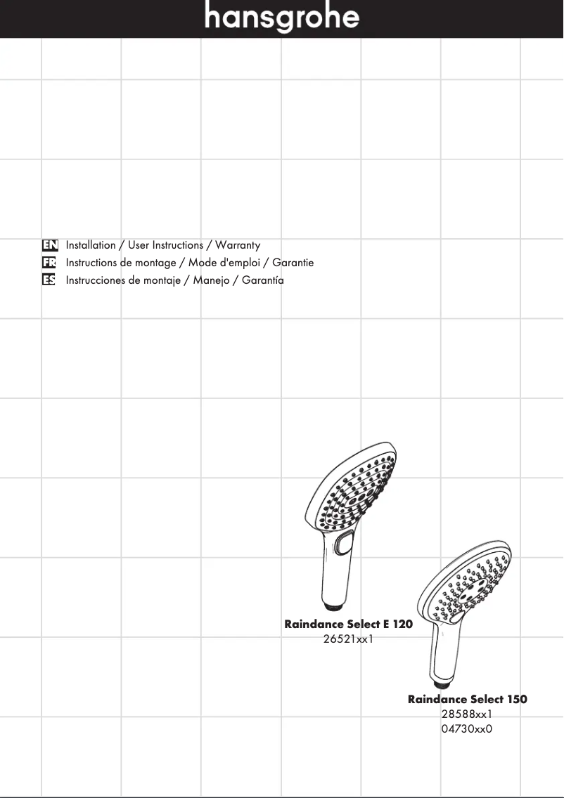 Page n°1 - Manuel utilisateur Hansgrohe 26521001
