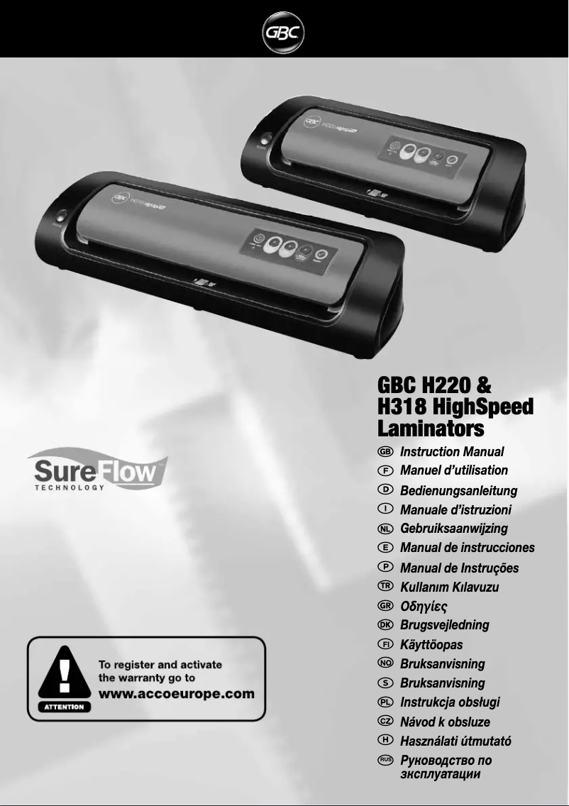 Page 1 de la notice Manuel utilisateur GBC 4400306EU
