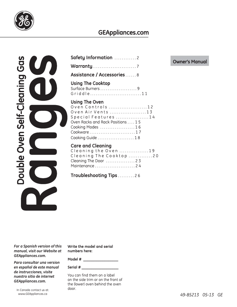 Image de la première page du manuel de l'appareil JGB850DEFWW