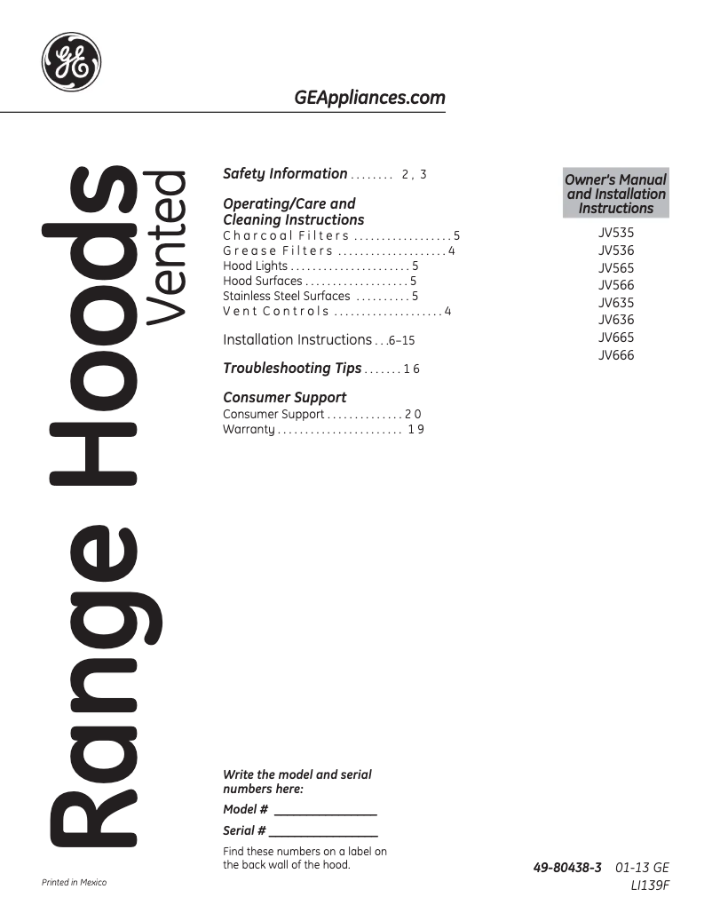 Image de la première page du manuel de l'appareil JV536HSS Profile