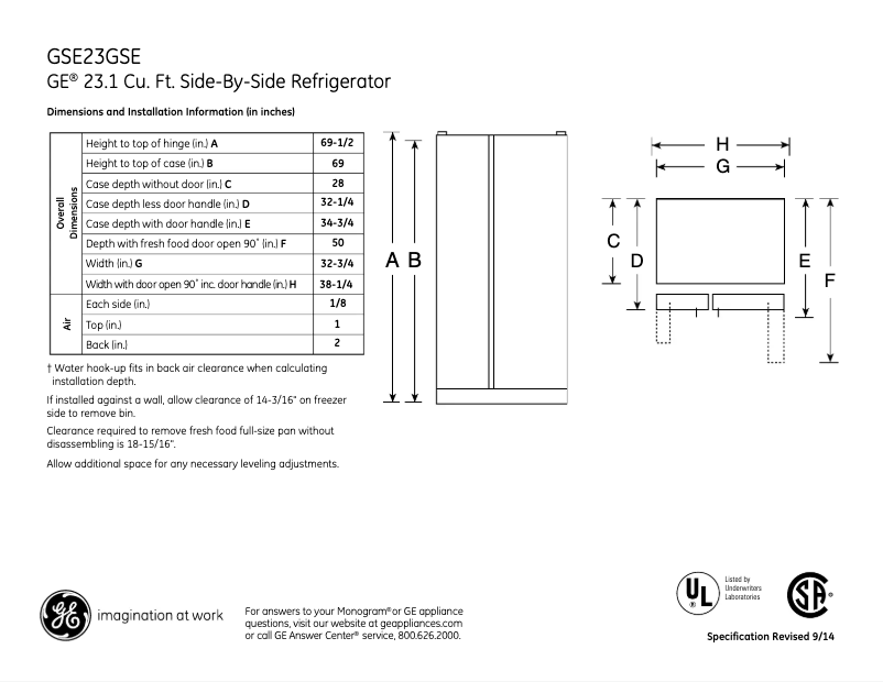 Image de la première page du manuel de l'appareil GSE23GSESS