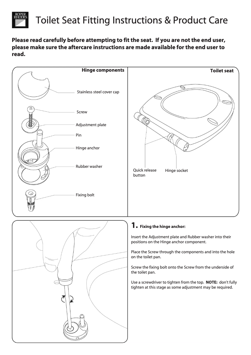 Page n°1 - Manuel utilisateur Roper Rhodes Minerva