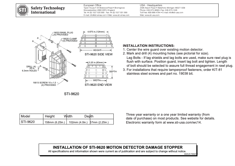 Page 1 de la notice Manuel utilisateur STI STI-9620