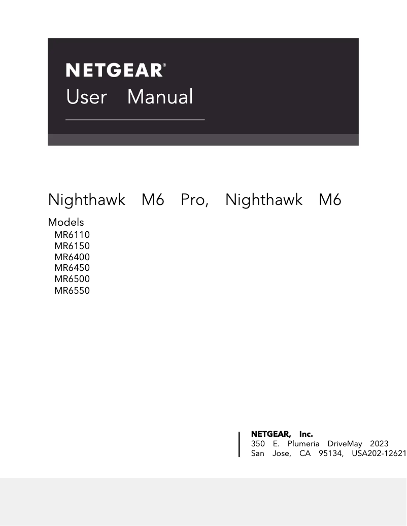 Page 1 de la notice Manuel utilisateur Netgear Nighthawk M6 Pro MR6110