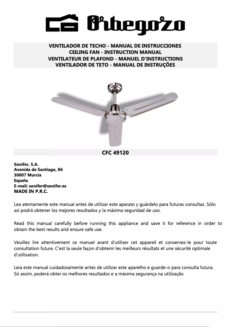 Image de la première page du manuel de l'appareil CFC 49120