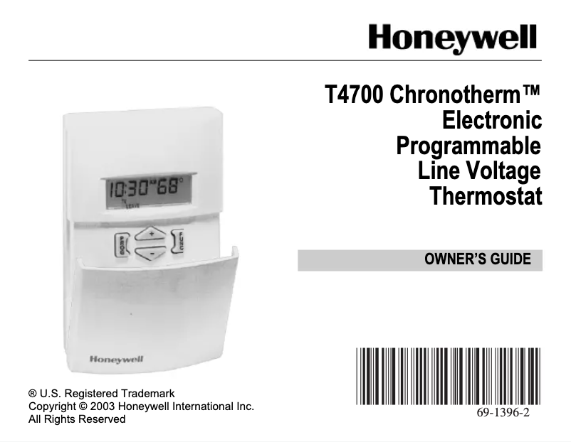 Page n°1 - Manuel utilisateur Honeywell T4700