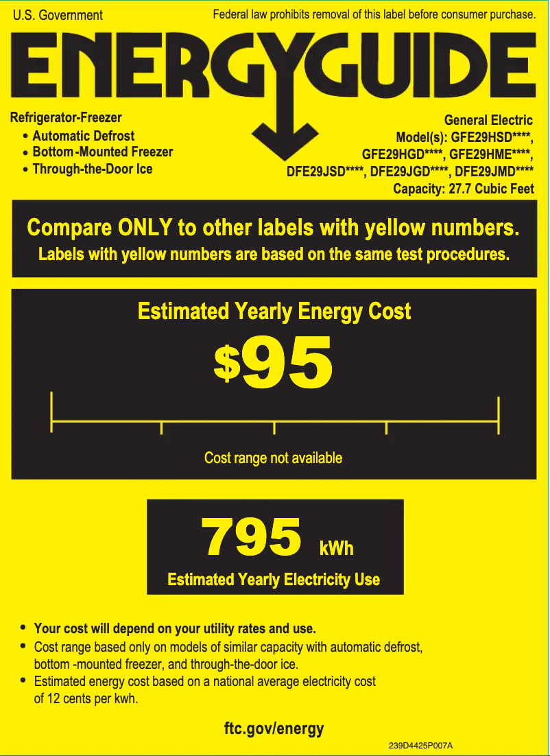 Page 1 of the manual Energy Label GE GFE29HMEES