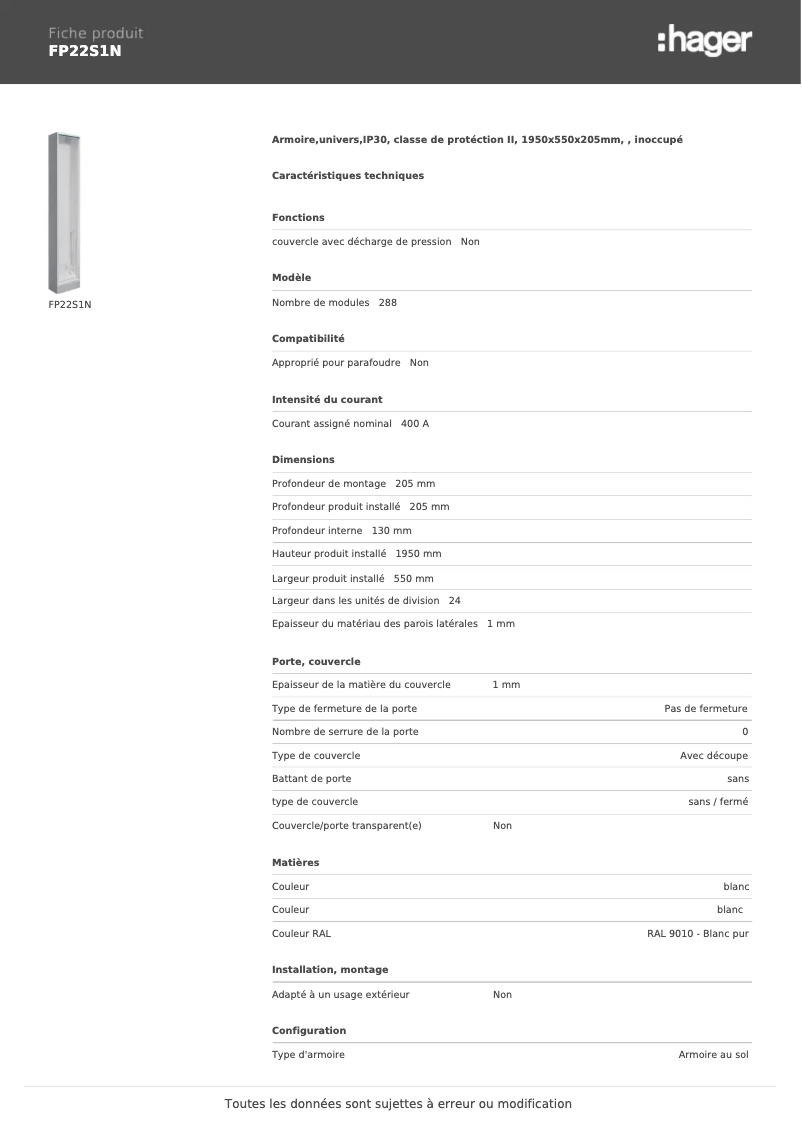 Image de la première page du manuel de l'appareil FP22S1N