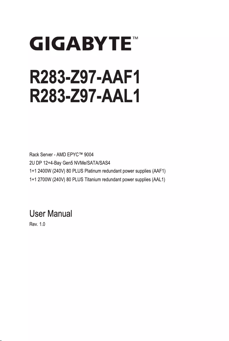 Page n°1 - Manuel utilisateur Gigabyte R283-Z97