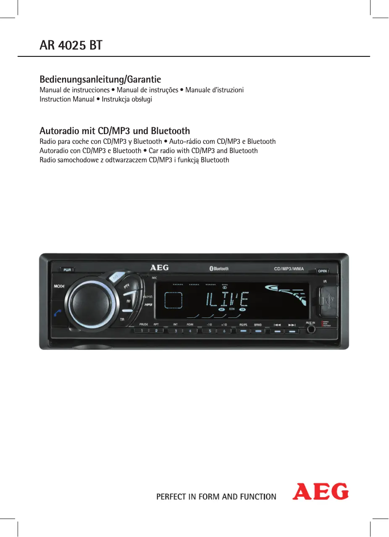 Page 1 de la notice Manuel utilisateur AEG AR 4025