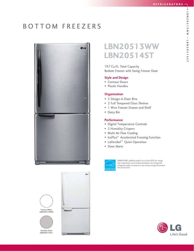 Página 1 del manual Ficha técnica LG LBN20514ST