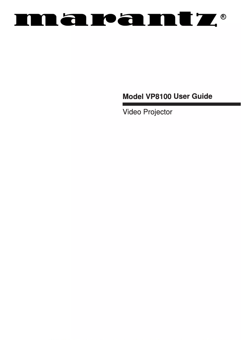 Page n°1 - Manuel utilisateur Marantz VP8100
