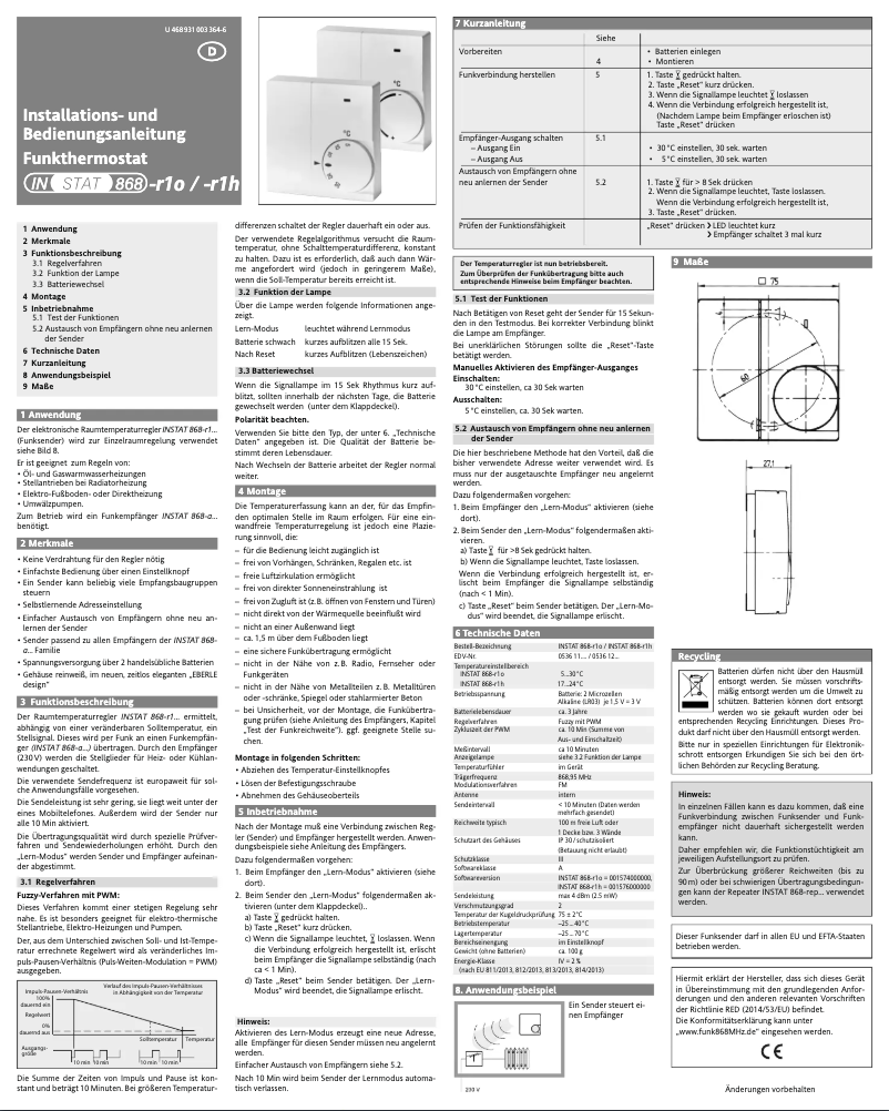 Page 1 de la notice Manuel utilisateur Eberle INSTAT 868-a1S