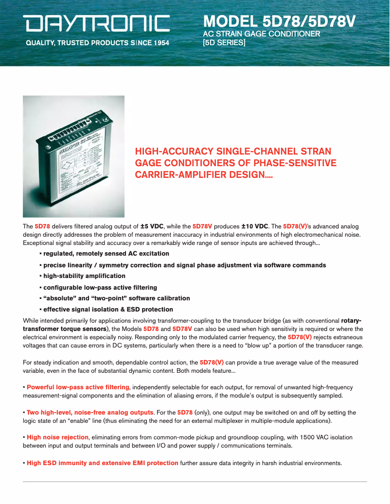 Página 1 del manual Ficha técnica Daytronic 5D78V