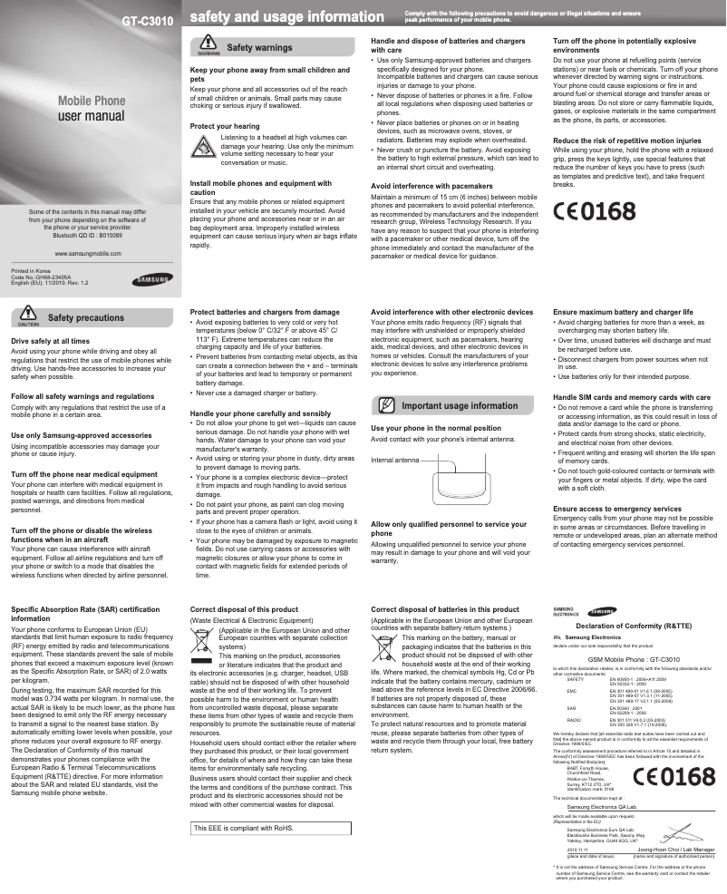 Image de la première page du manuel de l'appareil C3010