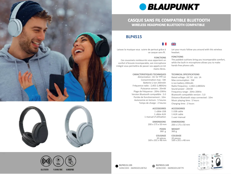Page n°1 - Fiche technique Blaupunkt BLP4515