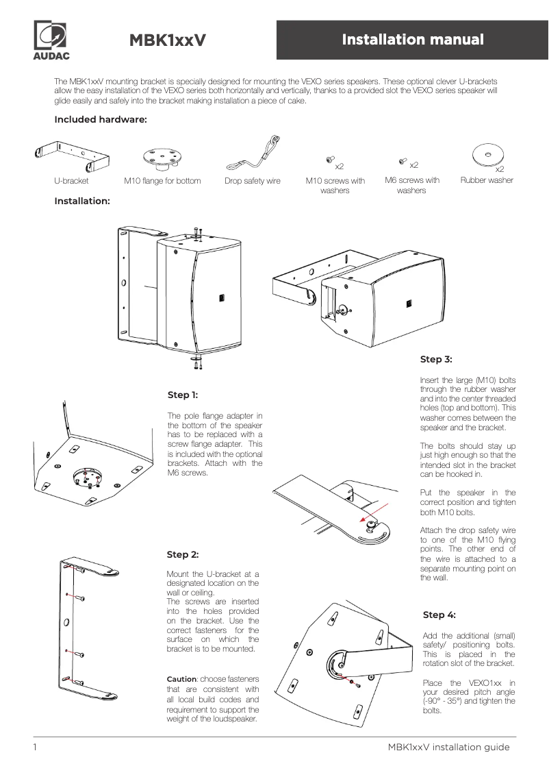 Page n°1 - Manuel utilisateur Audac MBK115V