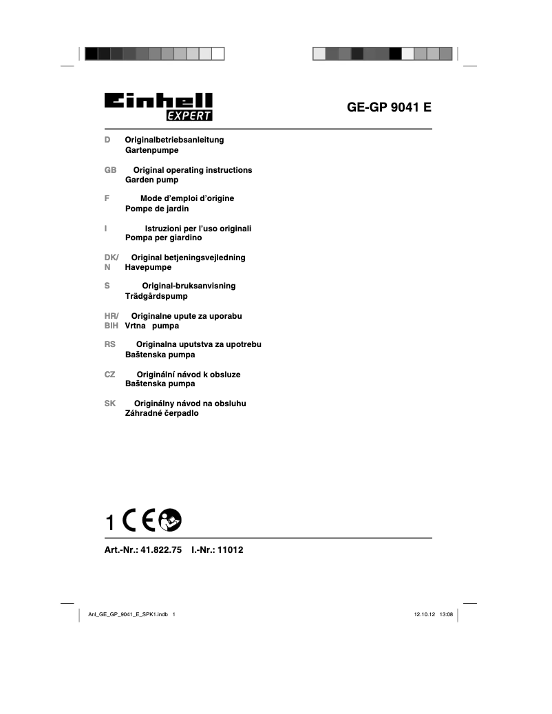 Page 1 de la notice Manuel utilisateur Einhell GE-GP 9041 E