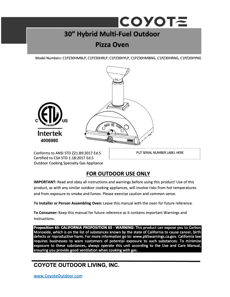 Image de la première page du manuel de l'appareil C1PZ30HR