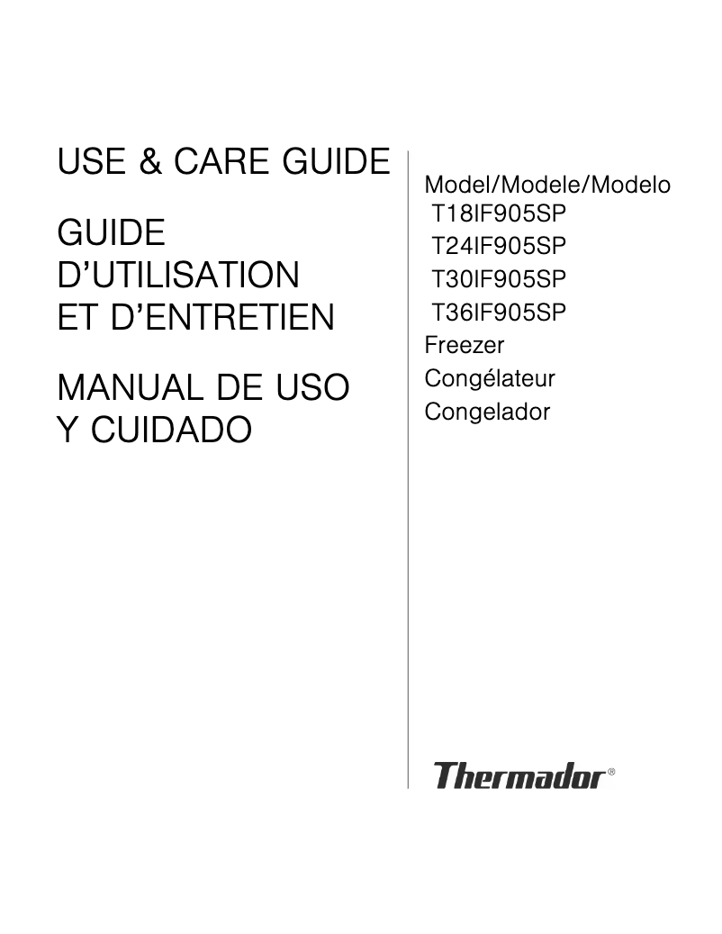 Page n°1 - Manuel utilisateur Thermador T36IF905SP