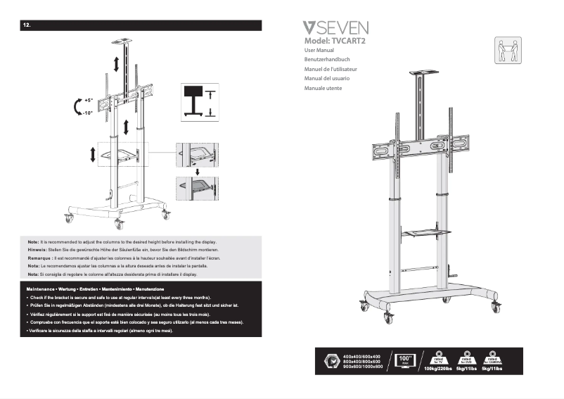 Page 1 de la notice Manuel utilisateur V7 TVCART2