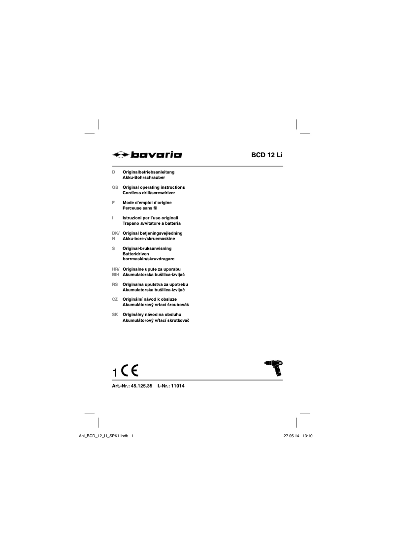 Page n°1 - Manuel utilisateur Bavaria BCD 12 Li