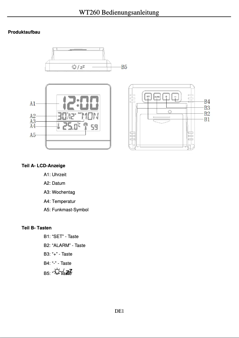 Image de la première page du manuel de l'appareil WT 260