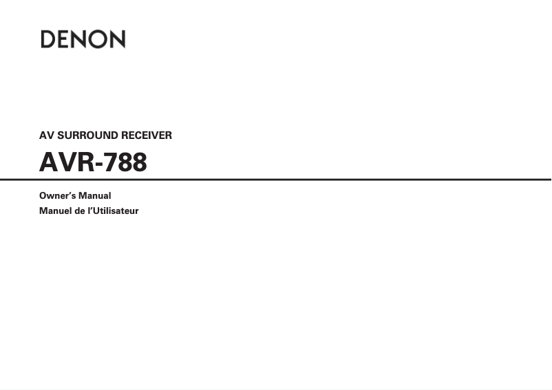 Page n°1 - Manuel utilisateur Denon AVR-788