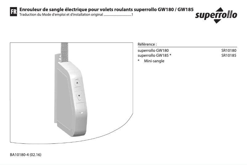 Page 1 de la notice Manuel utilisateur Superrollo GW185