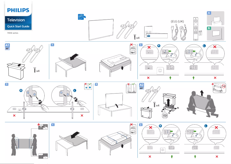 Page 1 de la notice Guide de démarrage rapide Philips 7000 series 55PUS7406