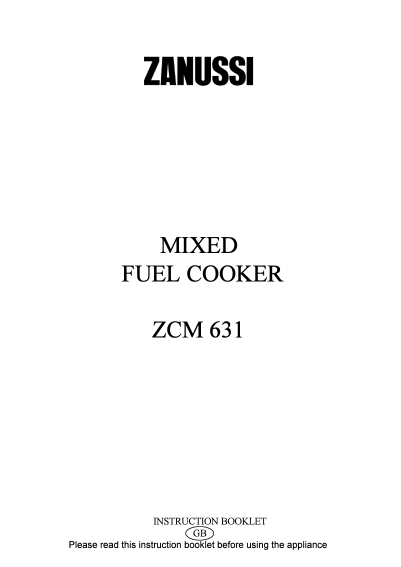 Page 1 de la notice Manuel utilisateur Zanussi-Electrolux ZCM631X