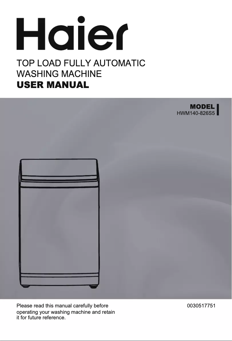 Page 1 de la notice Manuel utilisateur Haier HWM140-826S5