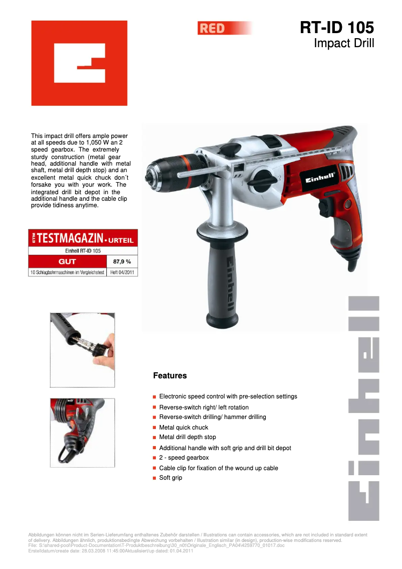 Image de la première page du manuel de l'appareil RT-ID 105