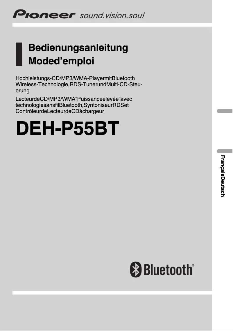 Page 1 de la notice Manuel utilisateur Pioneer DEH-P55BT