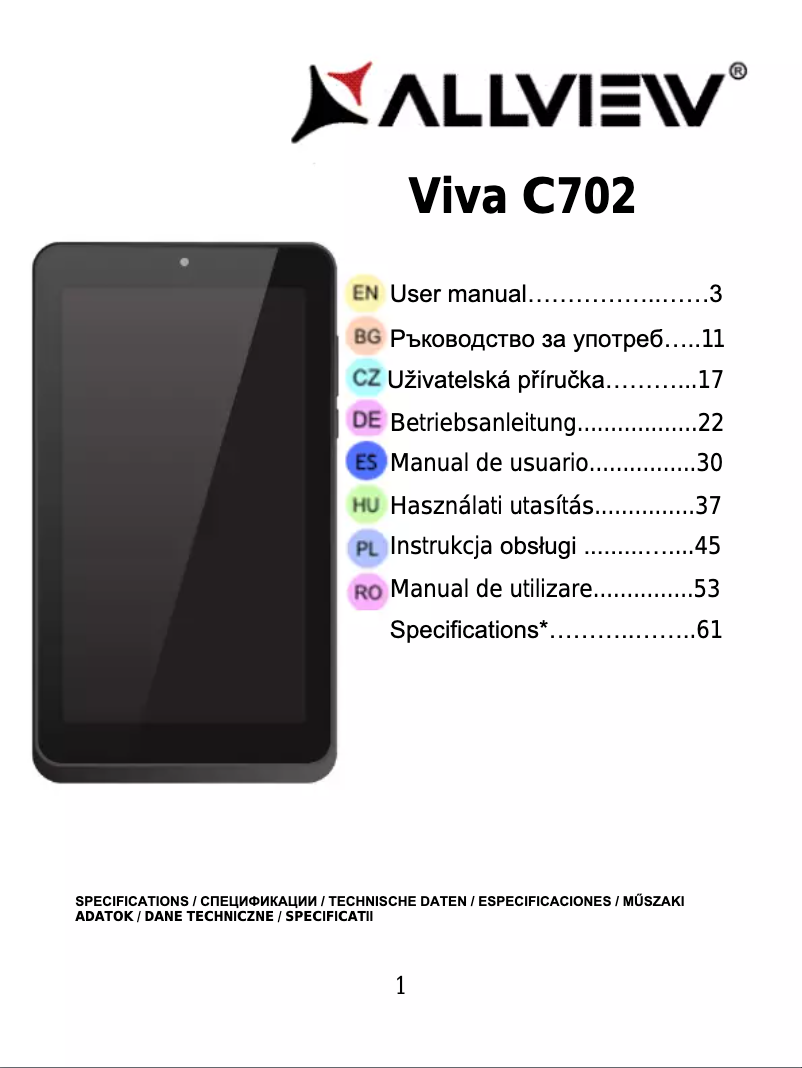 Page n°1 - Manuel utilisateur Allview Viva C702