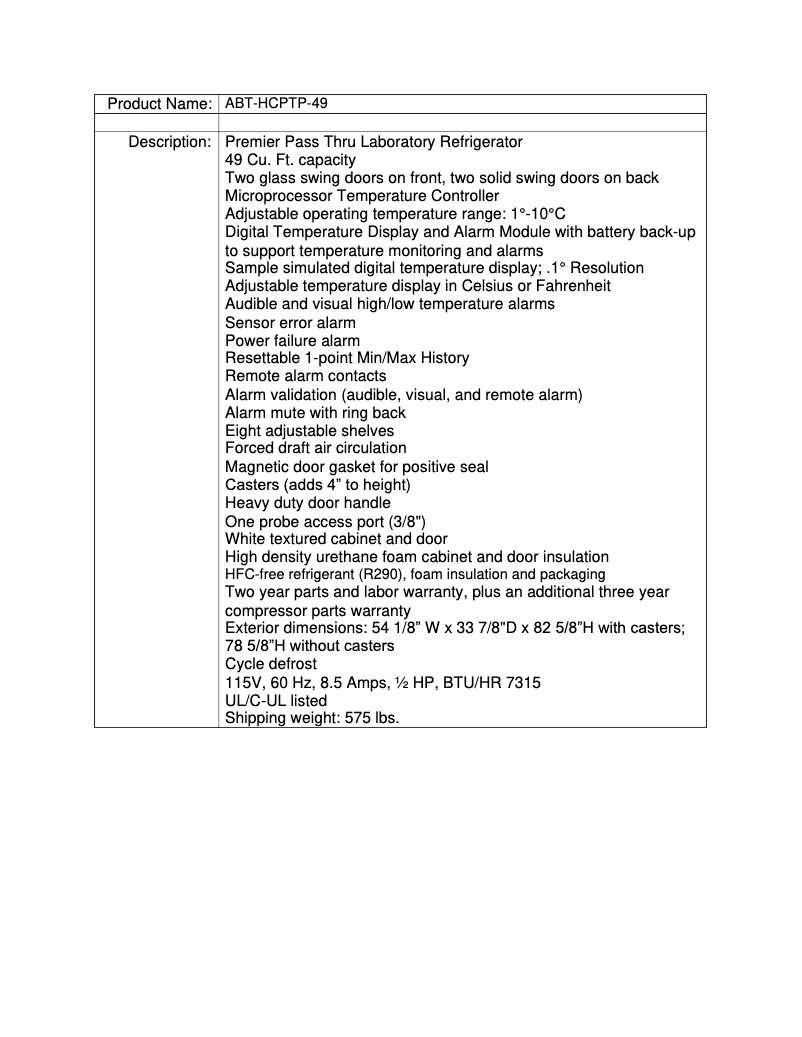 Page 1 de la notice Manuel utilisateur American BioTech Supply ABT-HCPTP-49