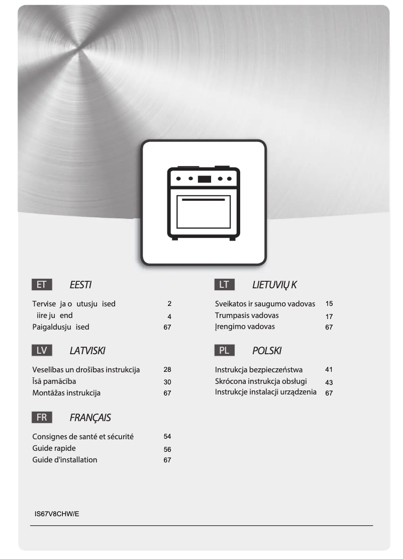 Page n°1 - Manuel utilisateur Indesit IS67V8CHW/E