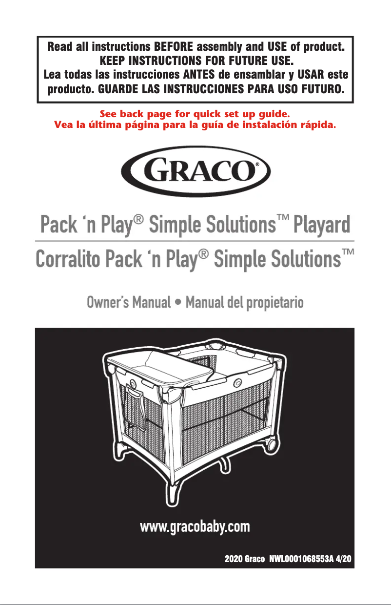 Page 1 de la notice Manuel utilisateur Graco Pack 'n Play Simple Solutions Playard
