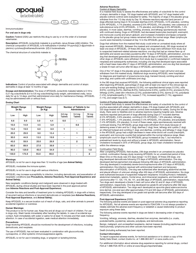 Page 1 de la notice Manuel utilisateur Zoetis Apoquel