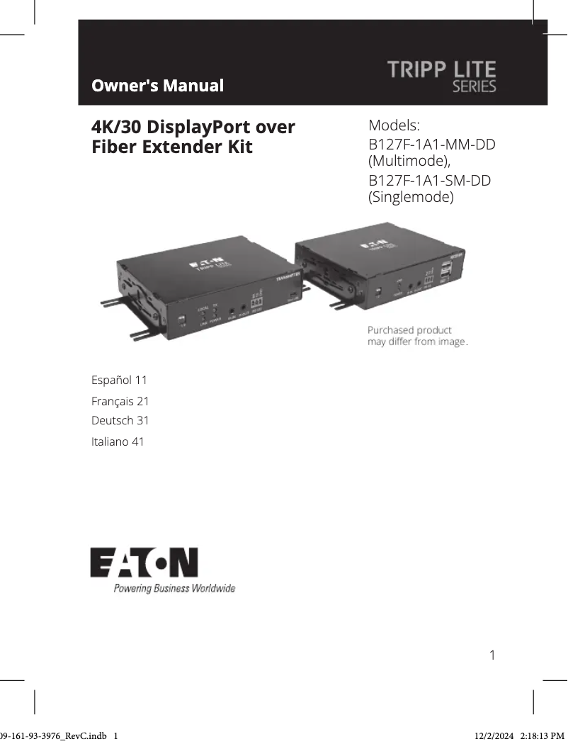 Page 1 de la notice Manuel utilisateur Tripp Lite B127F-1A1-MM-DD