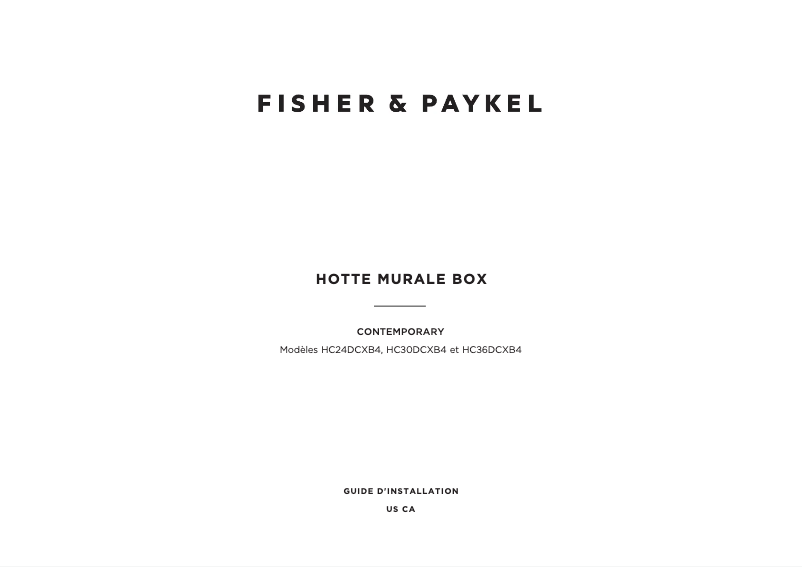 Page 1 de la notice Guide d'installation Fisher & Paykel HC36DCXB4