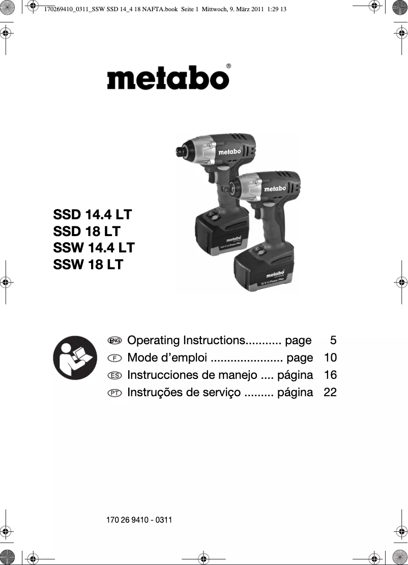 Página 1 del manual Manual de usuario Metabo SSW 18 LT