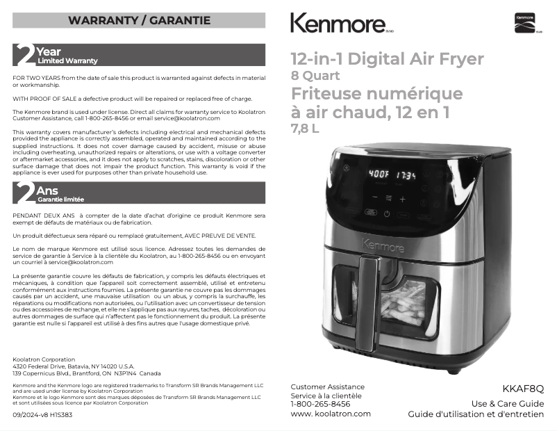 Page 1 de la notice Manuel utilisateur Kenmore KKAF8Q