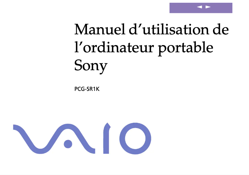 Page n°1 - Manuel utilisateur Sony Vaio PCG-SR1K