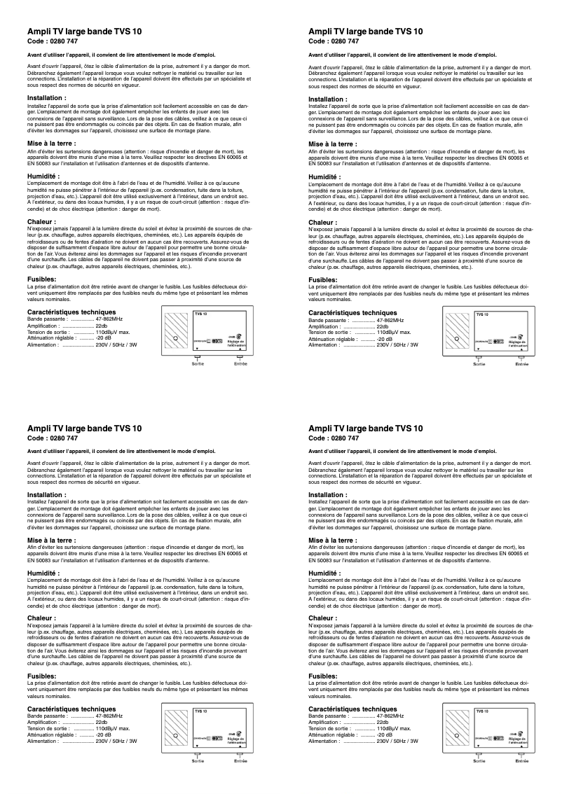 Image de la première page du manuel de l'appareil TVS 10