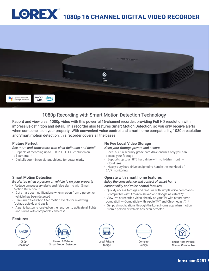 Page 1 de la notice Fiche technique Lorex D251