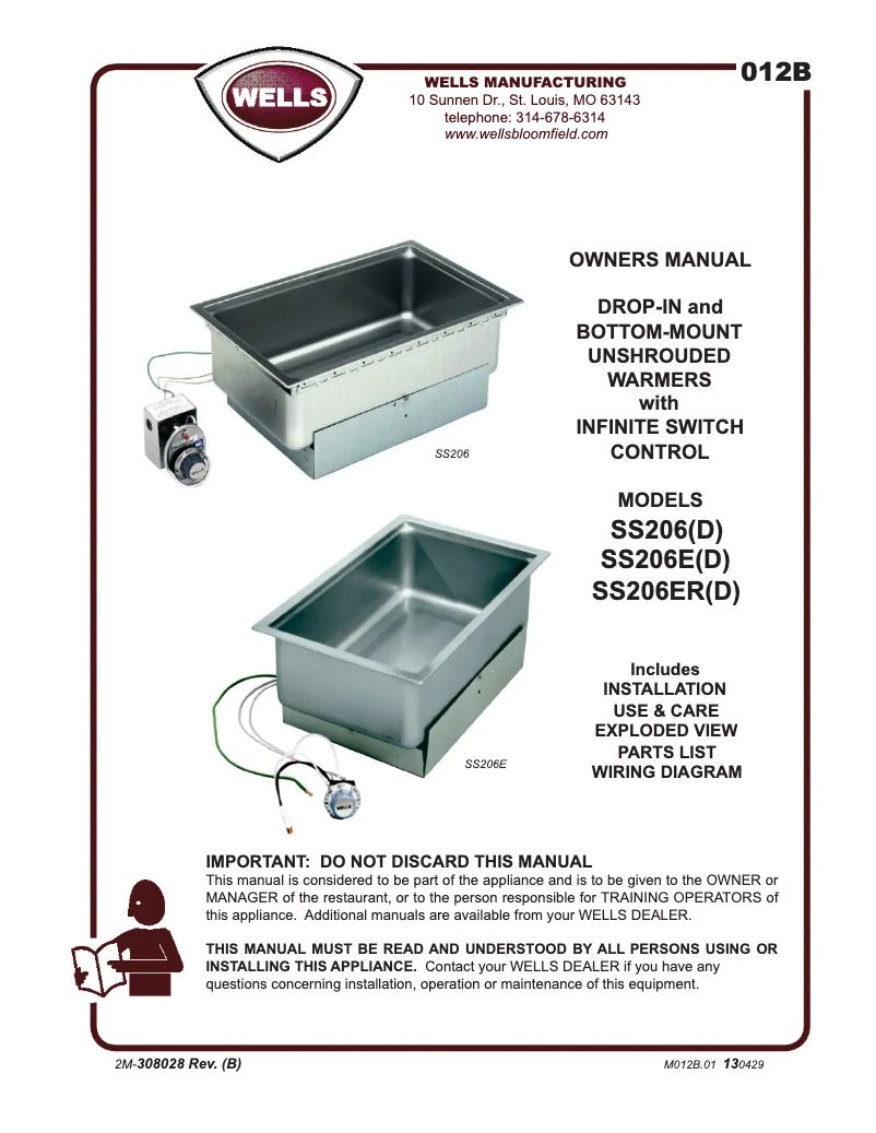 Page 1 de la notice Manuel utilisateur Wells SS206